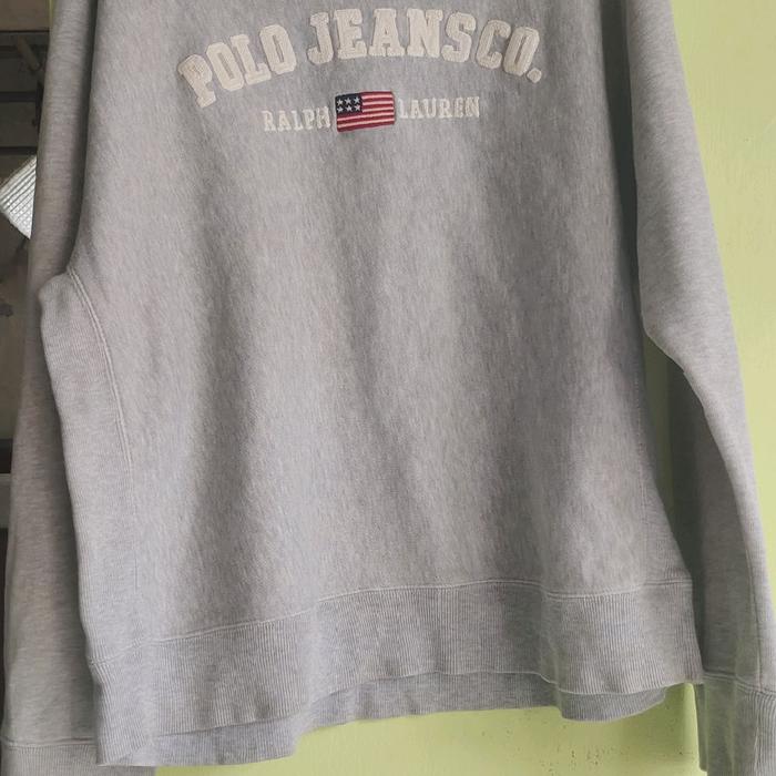 Polo Jeansco Sweater Abu-abu dengan Logo Amerika dan Tulisan Polo Jeansco Ralph Lauren