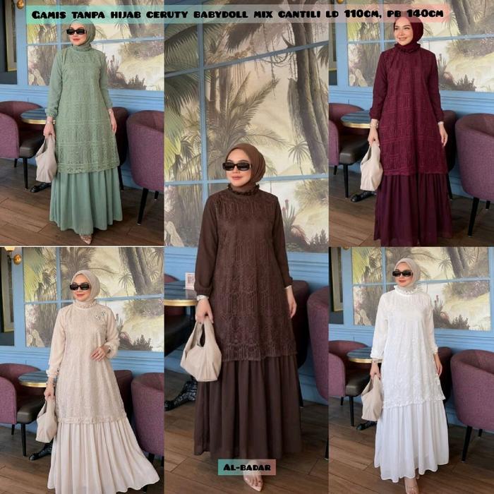 GAMIS CERUTY MIX BRUKAT MODEL TERLARIS, GAMIS CERUTY BUAT KONDANGAN, GAMIS BUAT SERAGAMAN, GAMIS CER