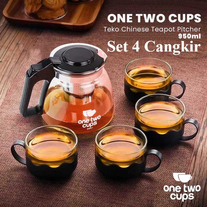 [PACKING AMAN] Set Teko Teh Chinese Teapot Pitcher 950ml with 4 Gelas Cangkir Ceret Set teh kopi can