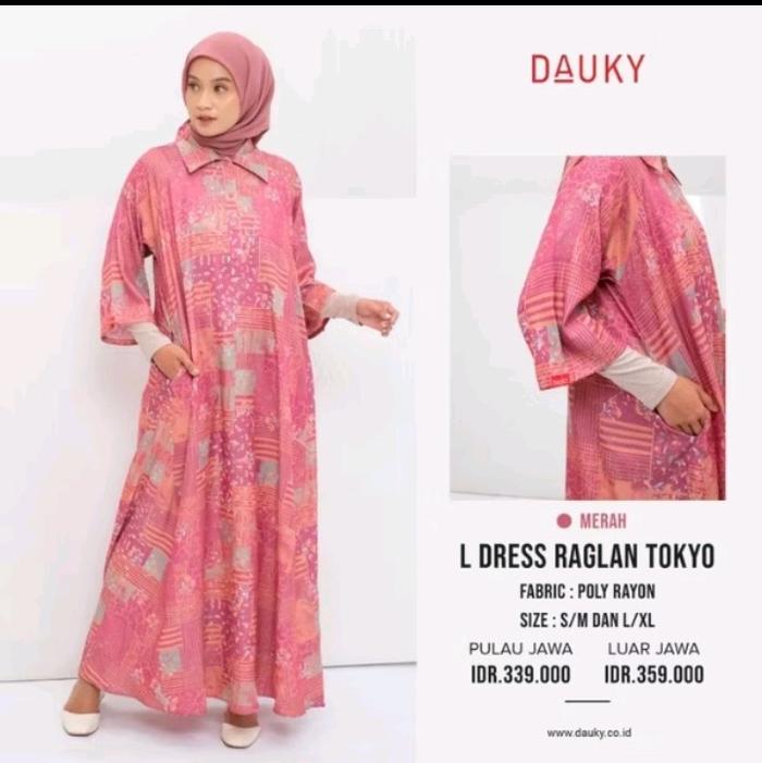 Dauky Gamis Dauky Muslim Adem Nyaman Wanita Dewasa Gamis Poly Rayon L Dress Raglan Tokyo