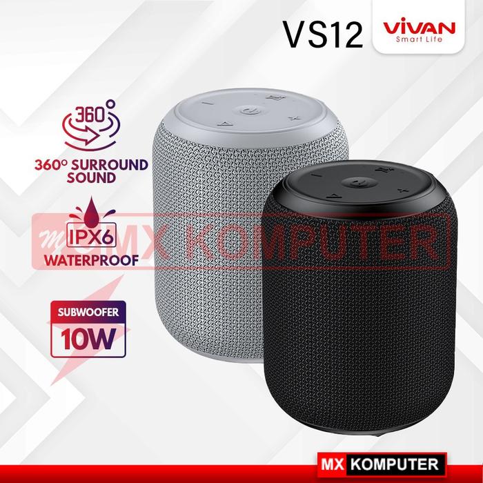 VIVAN Bluetooth Speaker Surround Sound 360° Waterproof IPX6 VS12