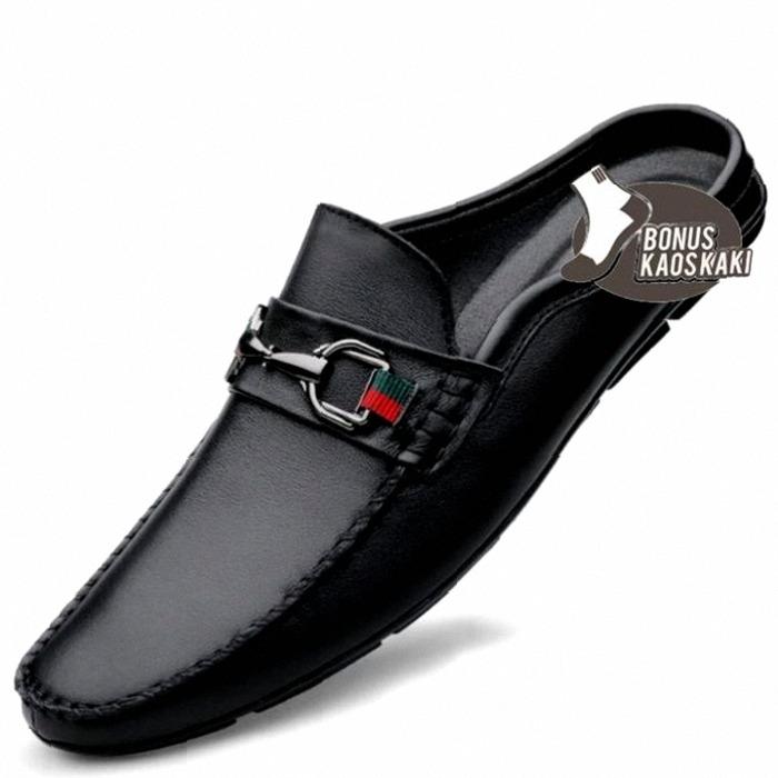 SEPATU PRIA TERBARU PANTOFEL STEVEN KULIT WARNA HITAM PILIHAN KERJA KANTOR PRIA - Hitam, 42 | Hot It