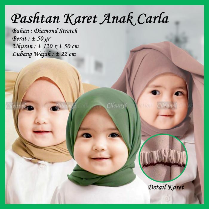 Cileunyi Collection Pashmina Carla Pasmina Instan Karet Kerudung Bayi 1-4 Tahun Jilbab Instant Anak 