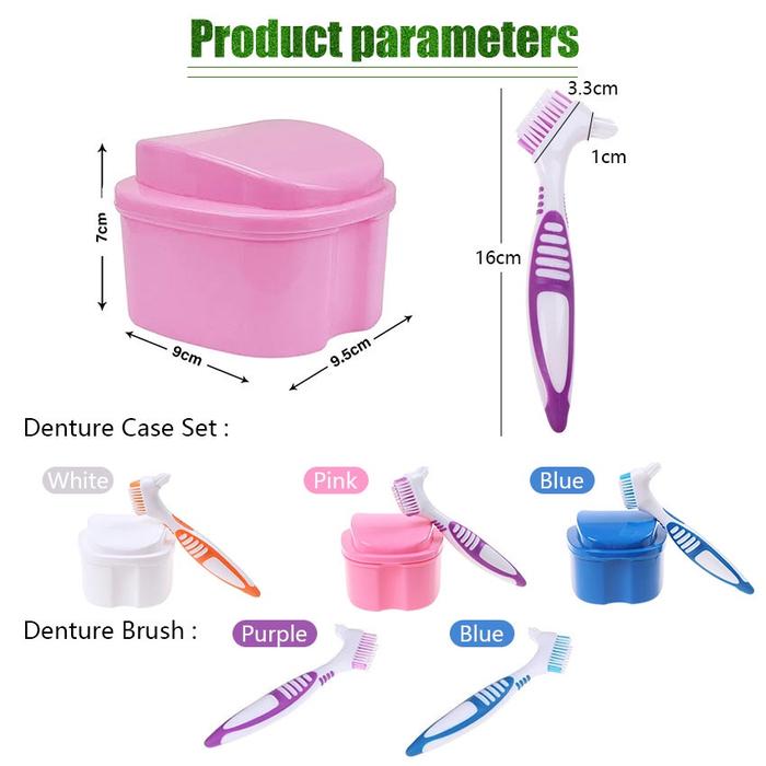 2Pcs/Set Denture Tooth Brush Box Sikat pembersih Kotak gigi palsu Tempat Gigi Palsu Portabel Travel