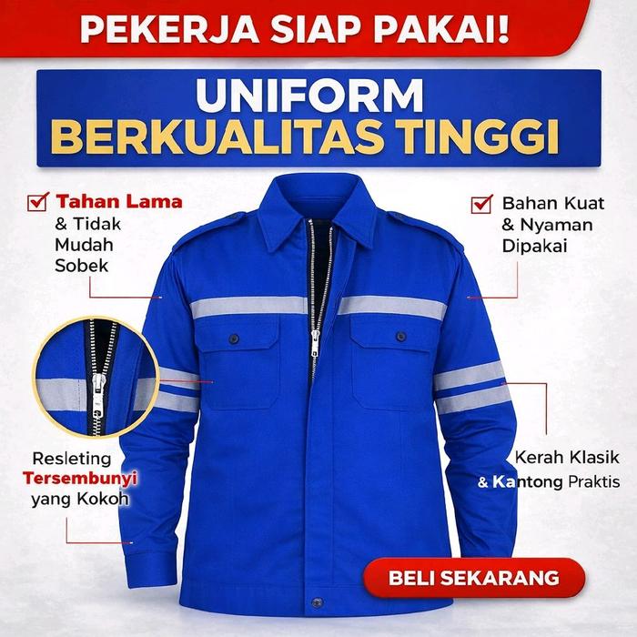 Kemeja Safety Kerja Lengan Panjang American Drill Reflective Seragam Proyek Teknisi Engineering Work