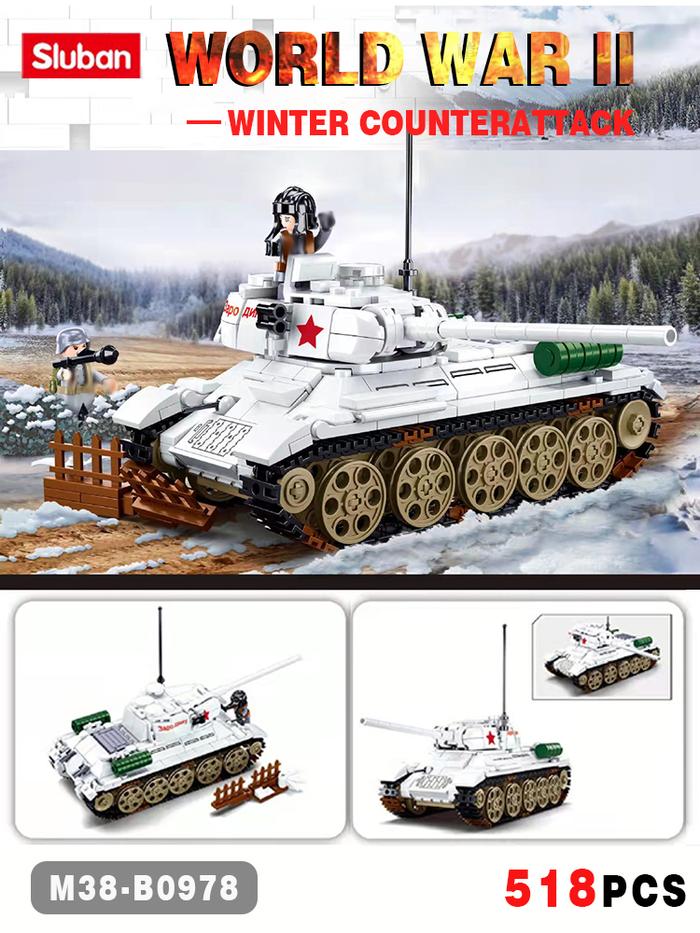 Sembo Military T-34/85 Tank Car Model Building Block Winter