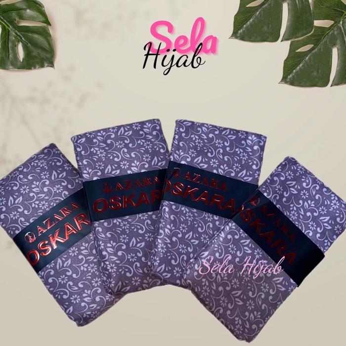 Hijab Segi Empat Seragam Muslimah Azara Motif Warna Ungu Square ukuran standar 110 x 100 cm - Model 