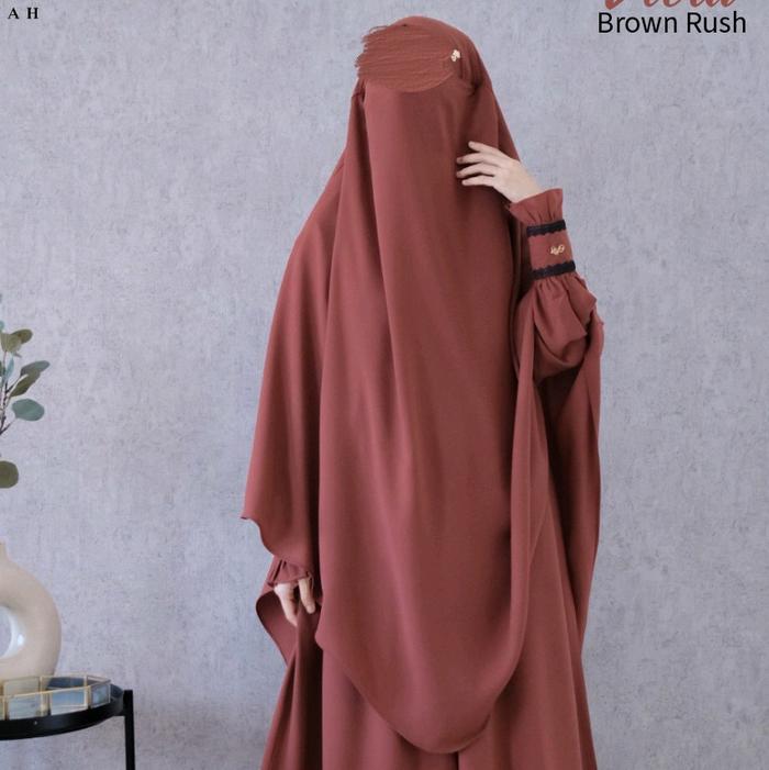 Viola French Khimar by Alfi Huraiyah (Khimar branded / elegan / cantik / mewah )