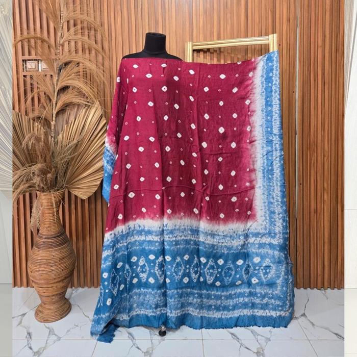 Kain Jumputan Palembang 3 Meteran Bahan Dasar Seragam Batik Jemputan Couple Handmade Biru Hitam Silk