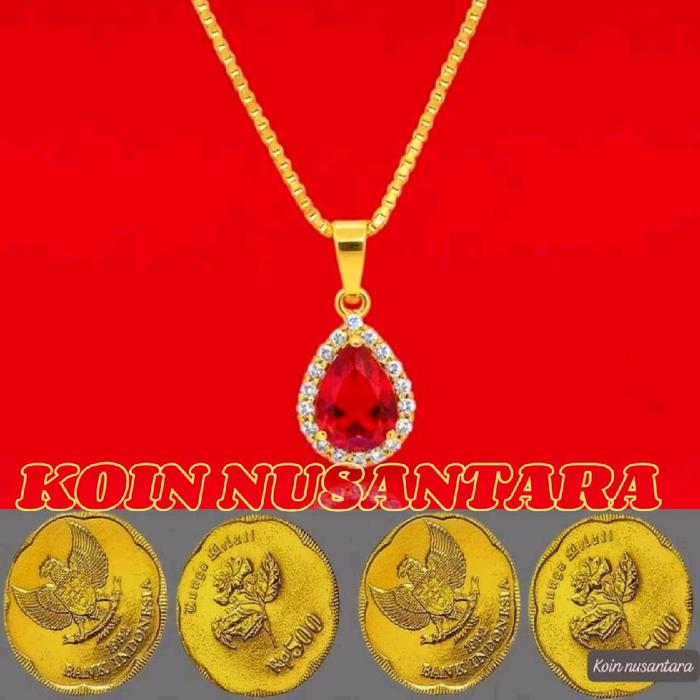 kalung italy liontin tetes merah terbuat dari koin 1990-1994