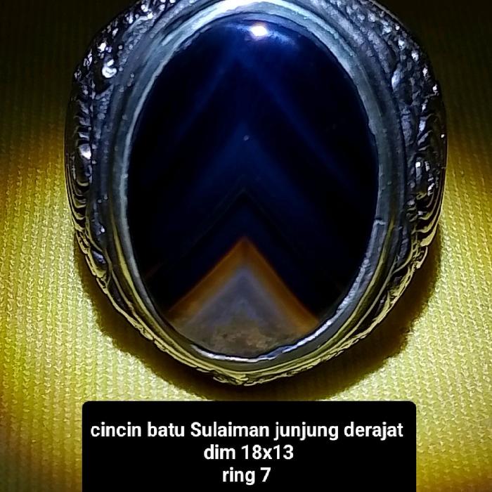 Hiasan Jari Cincin Batu Sulaiman Wulung Junjung Derajat Ring 7 Bahan Alpaka Super Elegan Warna Hitam