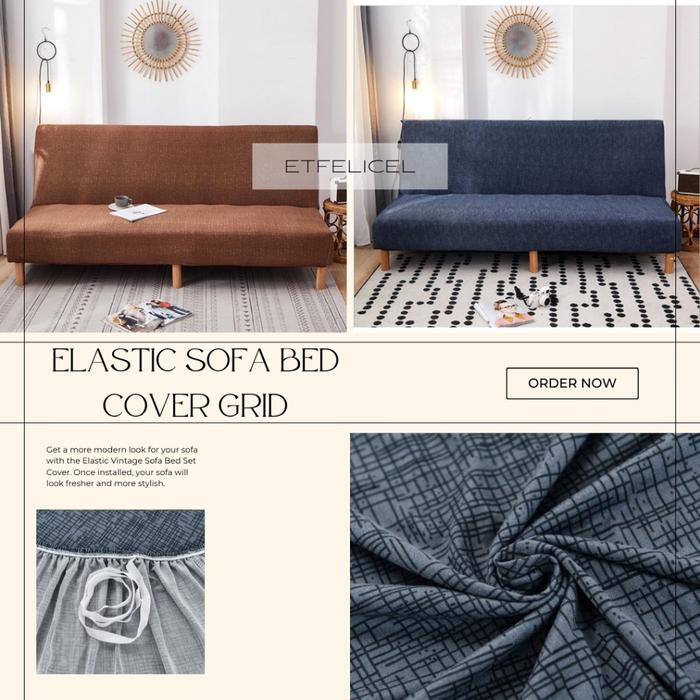 ETFELICEL Elastic Sofa Bed Cover Grid / Penutup Sarung Sofa Bed Cover Sofa Bed Alas Sofa Bed Elastis