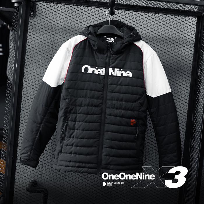 Oneonenine Ksr Jaket Puffer Nomad X3 Black White Series - Jaket Gelembung Motor Sport