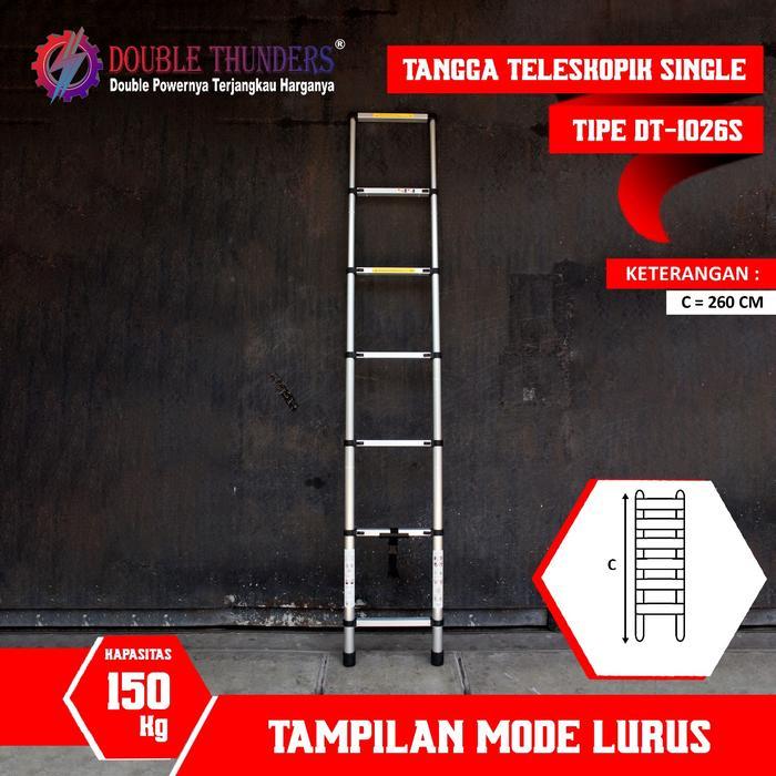 DT 1026TBS Tangga 2,6meter Single Aluminium Teleskopik tangga  tegak  lurus tangga  rumah tangga  te