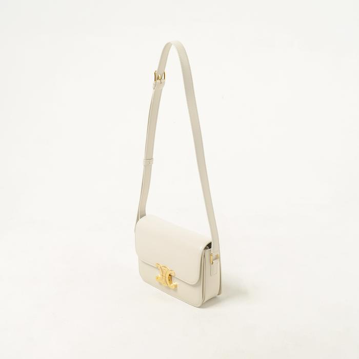 Tas CELINE TEEN TRIOMPHE CALFSKIN IVORY WHITE SHOULDER BAG 100% ORIGINAL