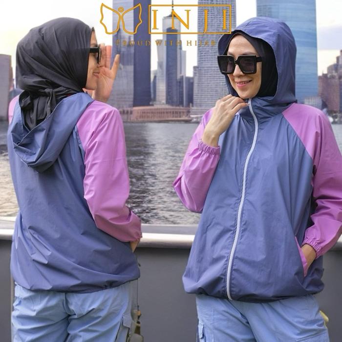 Suiter by Inji dan  Linen KatunGamis by Inji premium gamis white koleksi Bhadshopbutik Muslim Dress 
