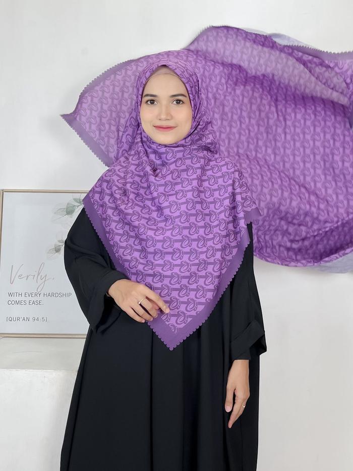 Alwafa Hijab Monogram scarf Printing Motif logo kupu-kupu Alwafa