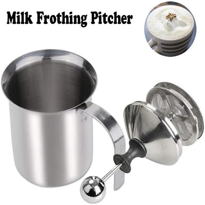 400ml Manual Milk Frother Stainless Steel Coffee Milk Frother Milk