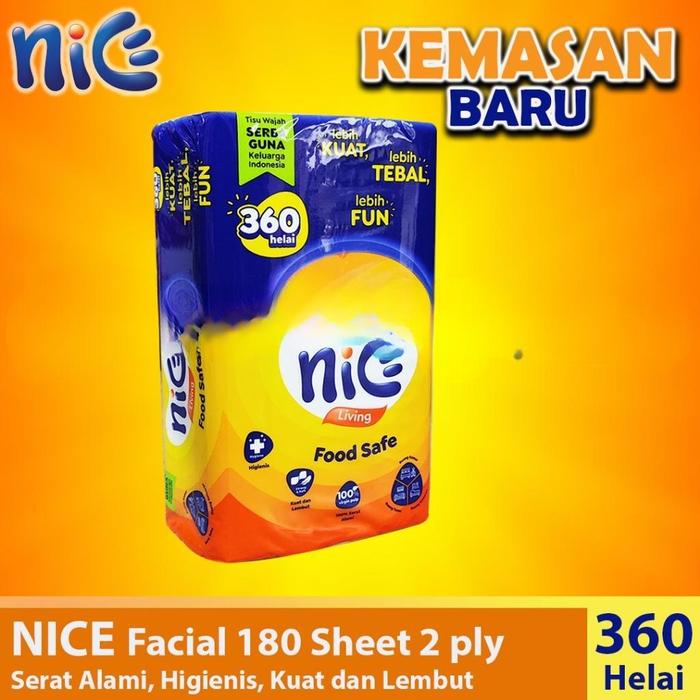 ( 1 DUS - 60 PACK ) Nice Facial Tissue 180 Sheet - 1 Dus [60 Pack] tisu/ NICE 360 HELAI