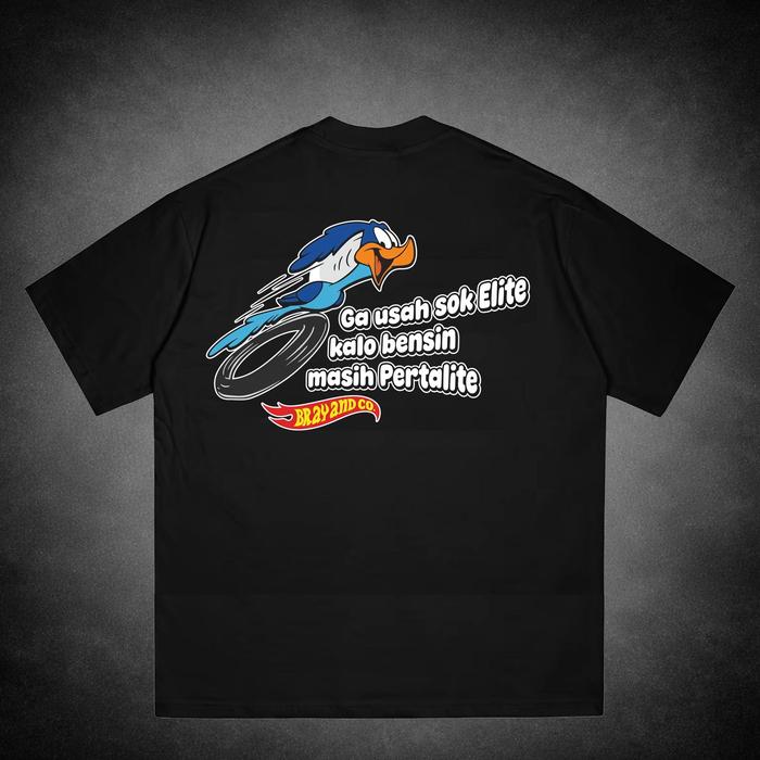 [COD] Kaos Pria Dewasa Boxy Keren "Ga Usah Sok Elite" Desain Tulisan Santai - BLACK, S