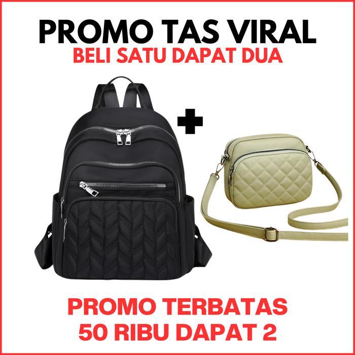 TAS VIRAL - BELI 1 DAPAT 2 Ransel Backpack Multifungsi Cibao Elegan Bordir Ukuran 25x8x36 CM + BONUS