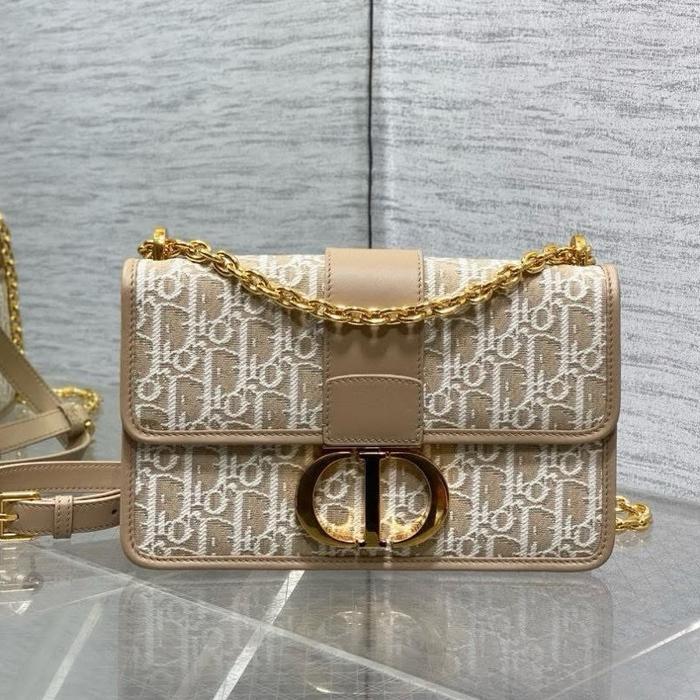 Tas CD 30 Montaigne Chain Natural Oblique Jacquard Canvas Ghw