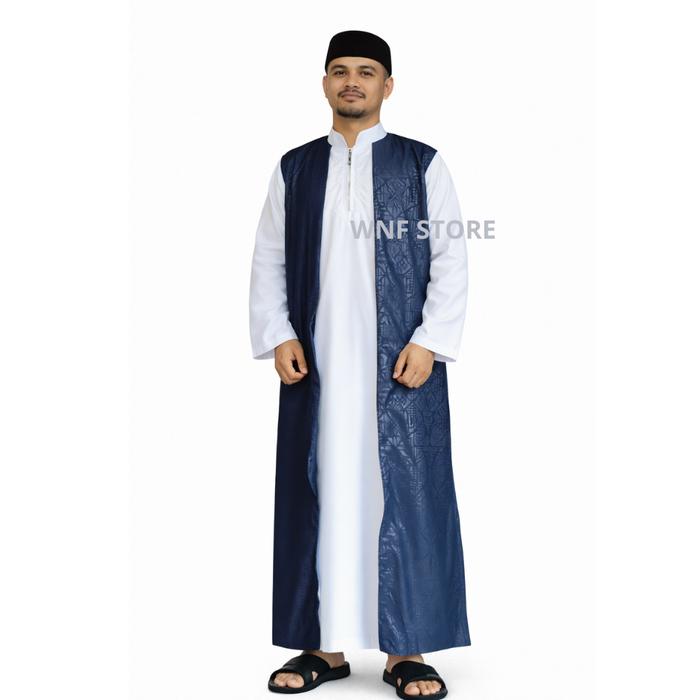 Jubah Rompi Dewasa & Anak Satu Set Jubah Pria 2in1 Bahan Poly Metalyc & Bsy Poly Embos Warna Dalam P