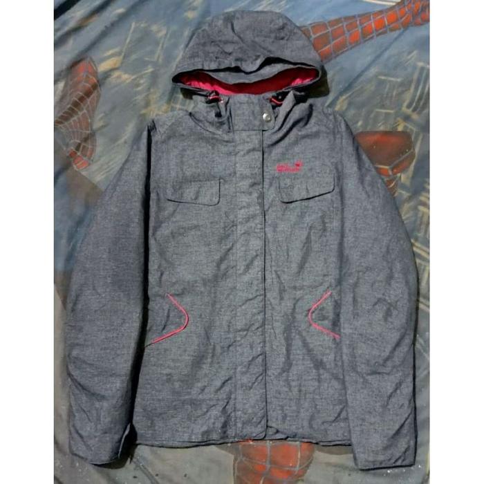 Jaket Outdoor Gorpcore Jack Wolfskin Texapore Microguard Silver MP3 Gray Second