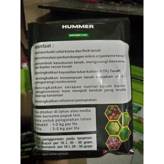 Asam Humat 90 % Plus Amino Hummer Pembenah Media Tanam, Penyubur Daun Dan Memperkuat Batang 1 Kg Ter