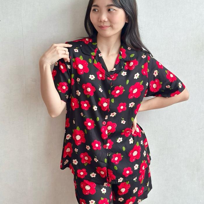 MILLO RUBY Rayon Viscose Set Pajamas Sleepwear Setelan Piyama Baju Tidur Wanita Pria Anak Couple Fam