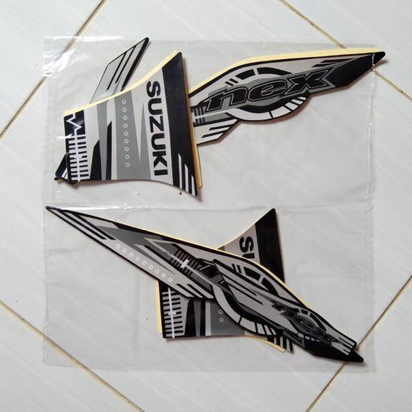 Striping stiker suzuki nex 2013 full hitam-silver OSEAN