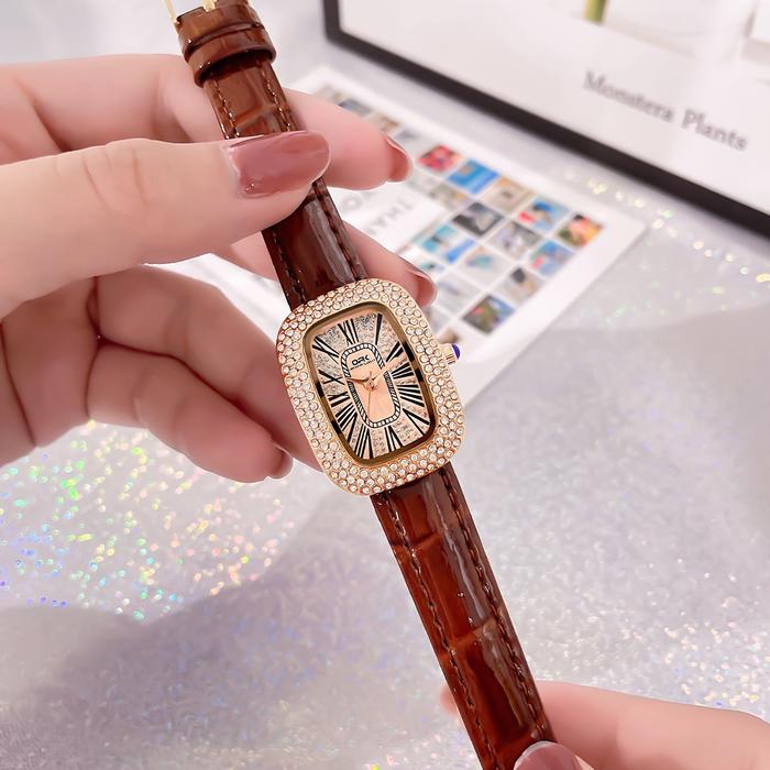 【NEW】 JAM TANGAN WANITA ANTI AIR KULIT BERLIAN SEGI EMPAT BRANDED CEWEK KUARSA ELEGAN 2025