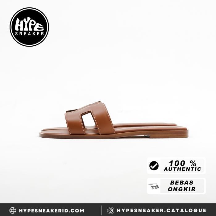 SANDAL HERMES ORAN BROWN SANDAL 100% ORIGINAL