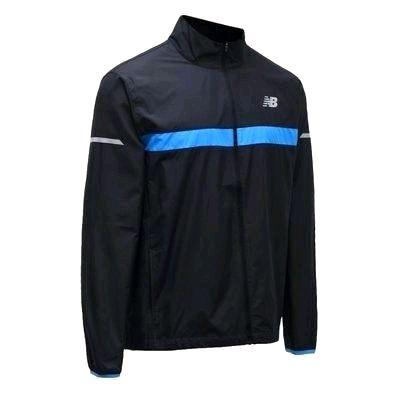 New Balance Jaket Pria Accelerate Men Windbreaker Original Size S LD 90-94 cm Hitam dengan Garis Bir