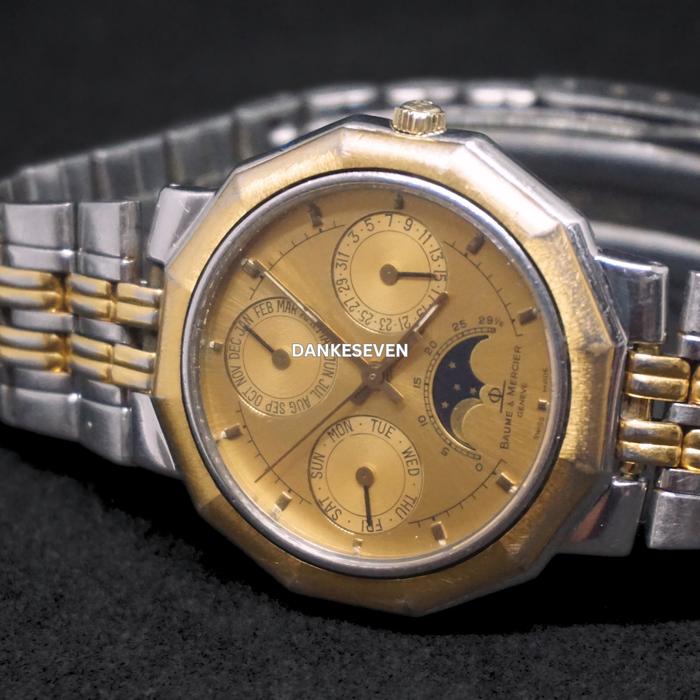 Baume & Mercier Triple Calendar Moonphase Quartz Men Watch Jam Tangan Pria