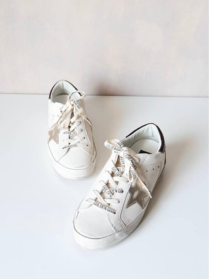 Golden Goose GGDB super star sneakers in white with red croco stamp