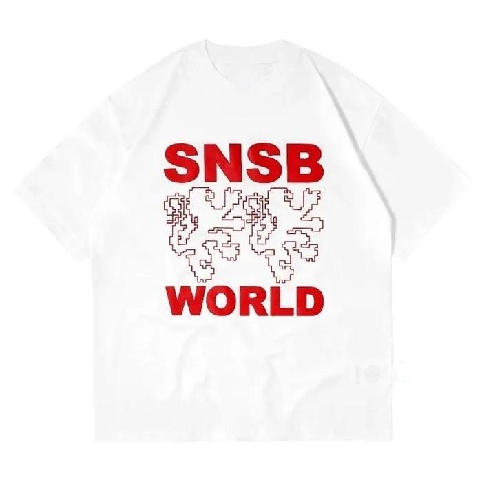 [COD]Kaos Putih Desain "SNSB WORLD" Unik Gaya Streetwear Keren Bergaya Pixel Art
