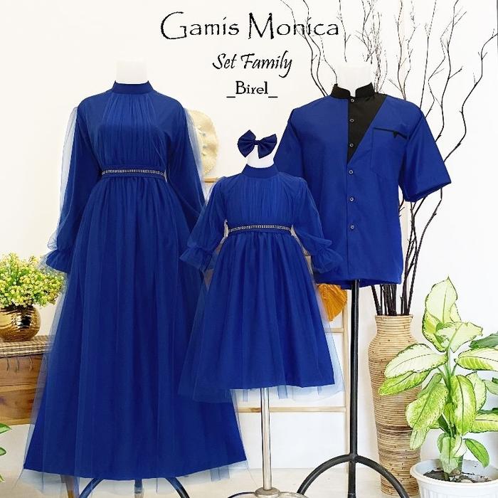 gamis monica biru elektrik/gamis lebaran keluarga/gamis lebaran terbaru/gamis couple family/gamis to