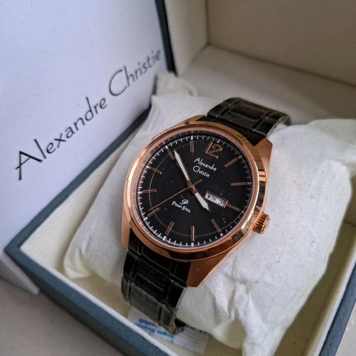 Jam Tangan Pria AC 1012 me hitam rose gold Alexandre Christie Original tahan air - Watches