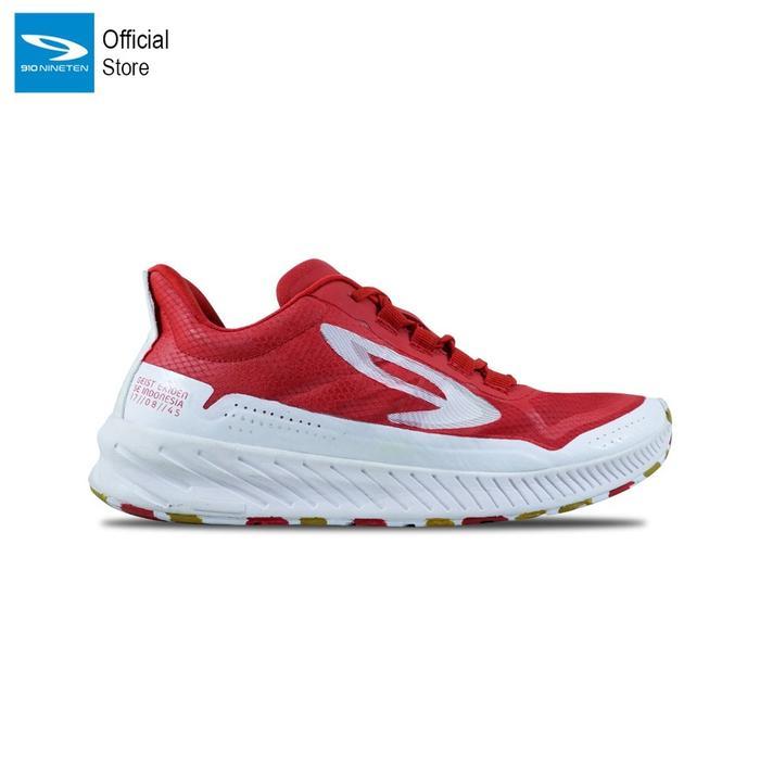[CUCI GUDANG BARANG BARU] 910 Nineten Geist Ekiden SE Sepatu Lari - Merah/Putih - 45