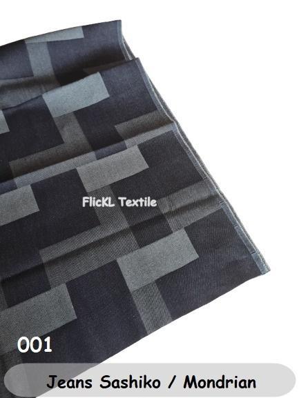 Kain Jeans Sashiko Bahan Jeans Mondrian Jeans Corak Mondrian Denim Corak Sashiko
