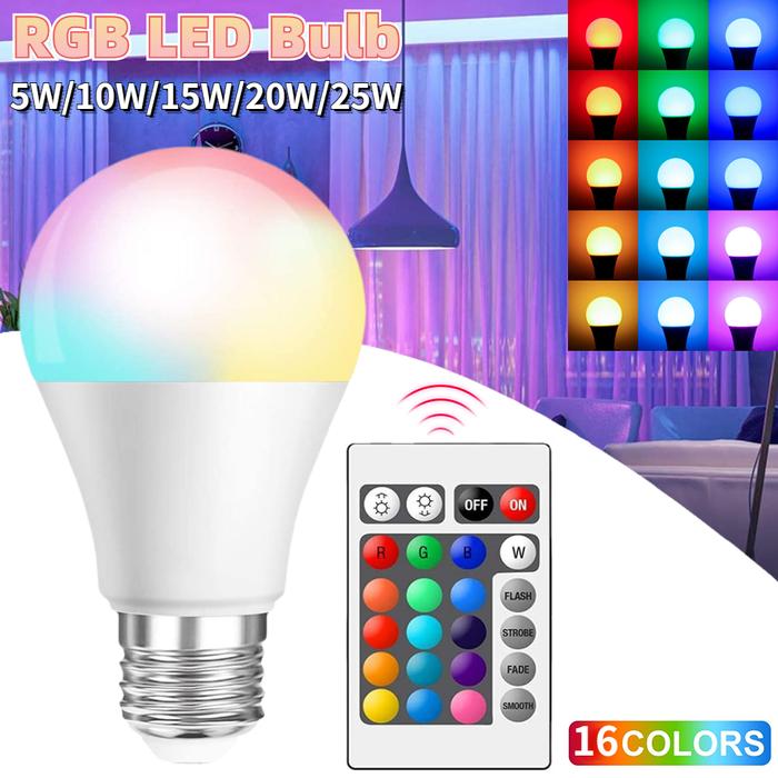 E27 LED RGB Lamp Spotlight Bulb 220V Bombillas LED 5W 10W 15W IR