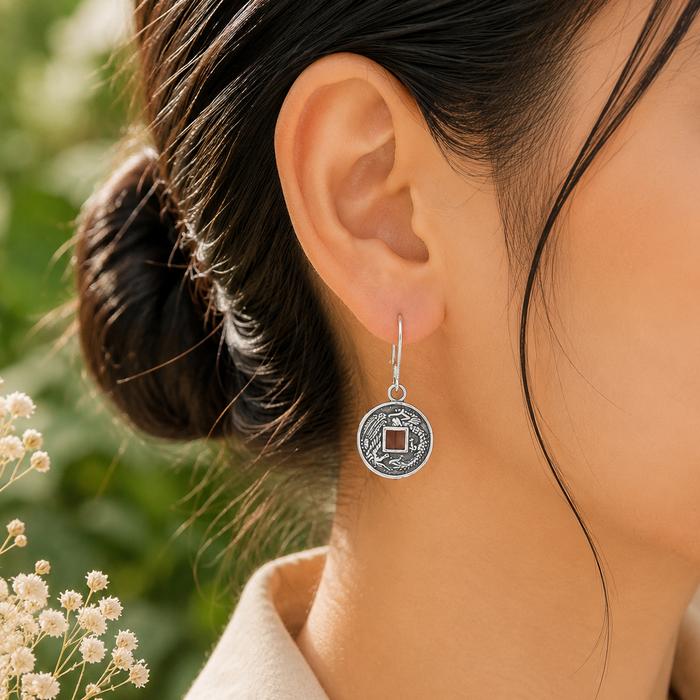 Anting Earrings Perak Silver Bali 925 Hook Pis Bolong Koin Uang Kuno Wanita Custom Elegan