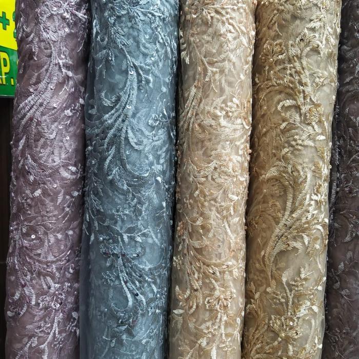 Bahan/Kain Tulle Payet Japan/Brokat Payet/Kain Tulle Payet