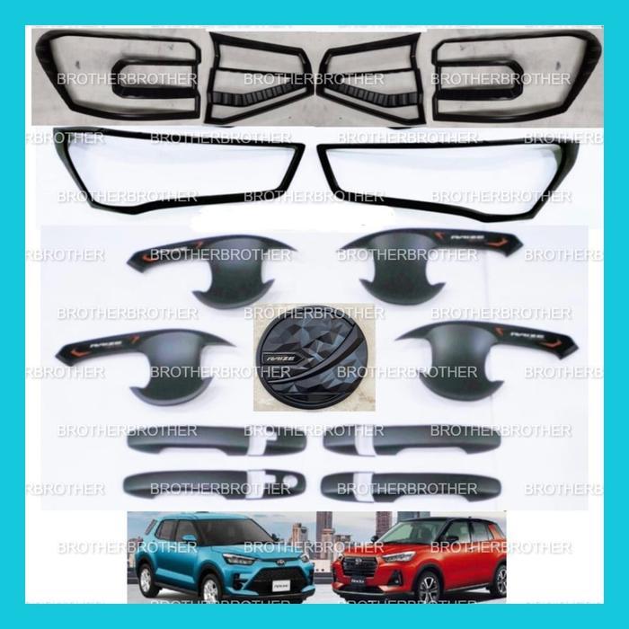 Paket Garnish Depan Belakang Outer Handle Tank Cover Raize Rocky 2021 2022 Up Hitam