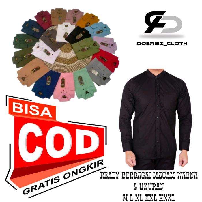 kemeja hem polos katun lengan panjang random 100K dapet 3 murah fashion Katun Atasan Baju Distro Pri