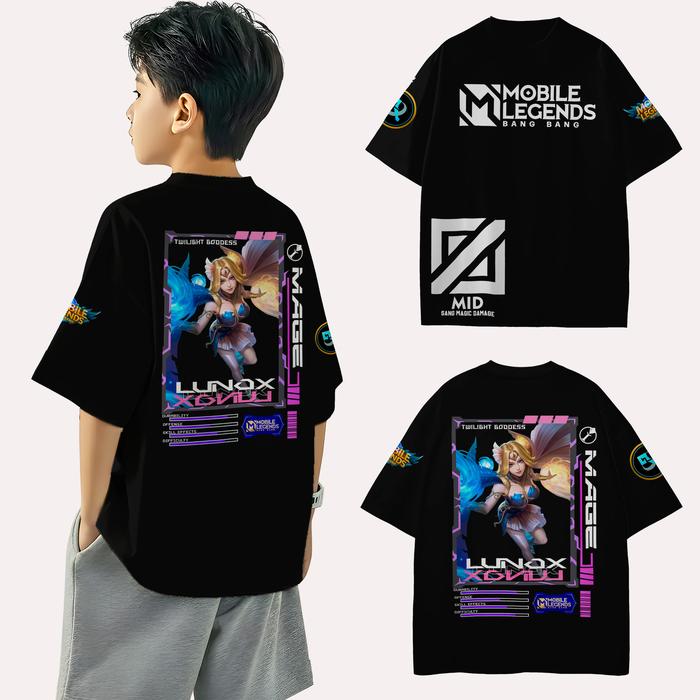 (Hello Kids) Baju Kaos Anak Atasan MOBILE LEGENDS LUNOX 003 Unisex 3–15 Tahun Baju Distro Katun Comb
