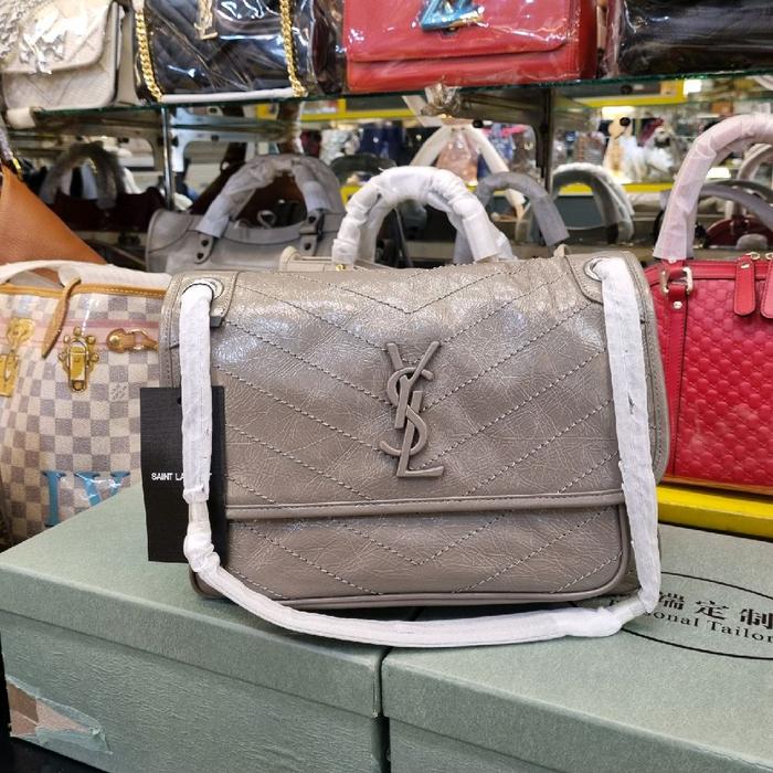 Y S Niki Medium Chain Shoulder Sling Bag Tas Wanita Selempang Kulit Asli Genuine Crinkled Leather Ra