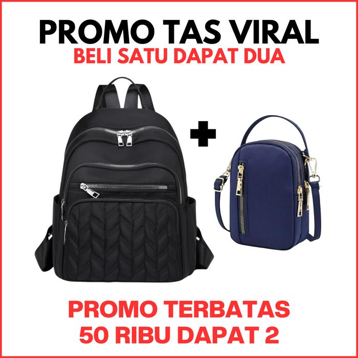 TAS VIRAL - BELI 1 DAPAT 2 Ransel Backpack Multifungsi Cibao Elegan Bordir Ukuran 25x8x36 CM + BONUS
