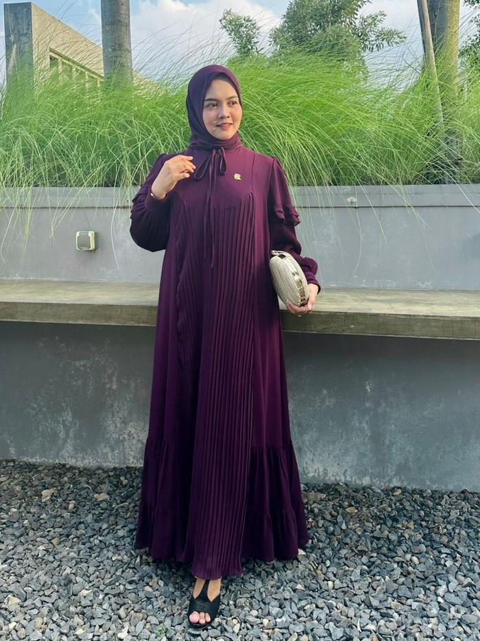 Arnufi - Gamis Arvella Ceruty Polos Premium gamis wanita, gamis muslimah, baju gamis wanita, baju mu